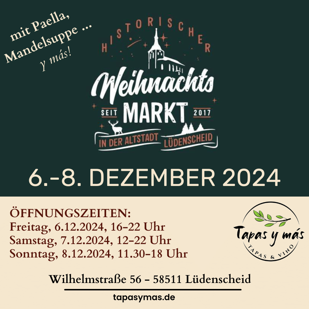 TAPAS AUF DEM HISTORISCHEN WEIHNACHTSMARKT 6.-8.12.2024